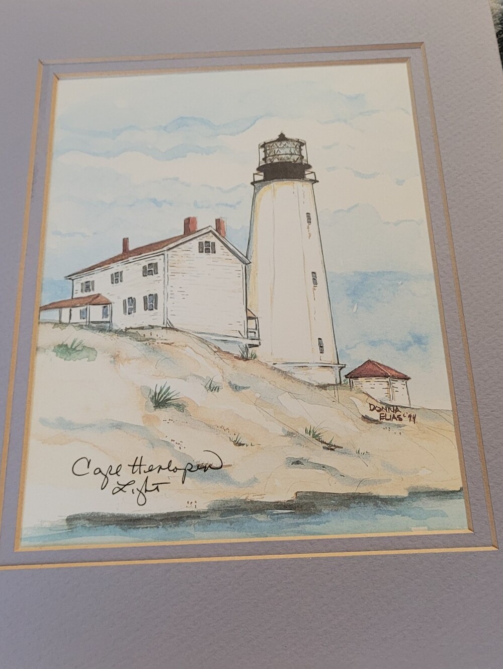 Donna Elias Coastal Lighthouse Print Doubble Matted With Masionite Backing